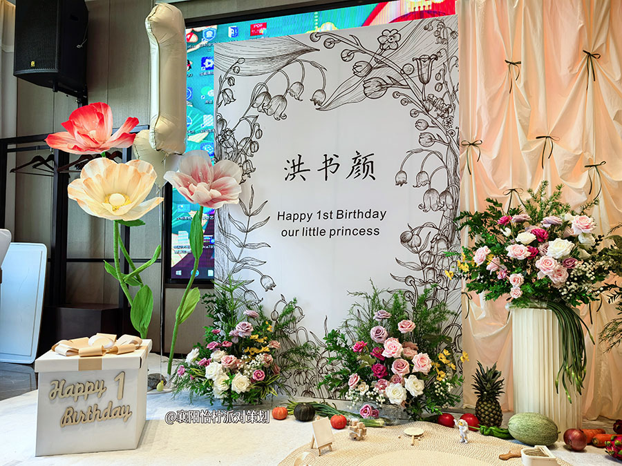 小清新INS韩系生日装扮奶油风派对氛围感男女孩儿童周岁3岁生日布置装扮-图二